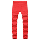 Ripped Jeans Fashion Wild Solid Color Slim Close-Fitting Casual Hole Pants Trousers with Zipper for Daily S1427340 - Tuzzut.com Qatar Online Shopping