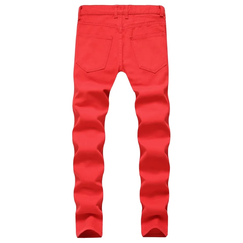 Ripped Jeans Fashion Wild Solid Color Slim Close-Fitting Casual Hole Pants Trousers with Zipper for Daily S1427340 Ripped Jeans Fashion Wild Solid Color Slim Close-Fitting Casual Hole Pants Trousers with Zipper for Daily S1427340