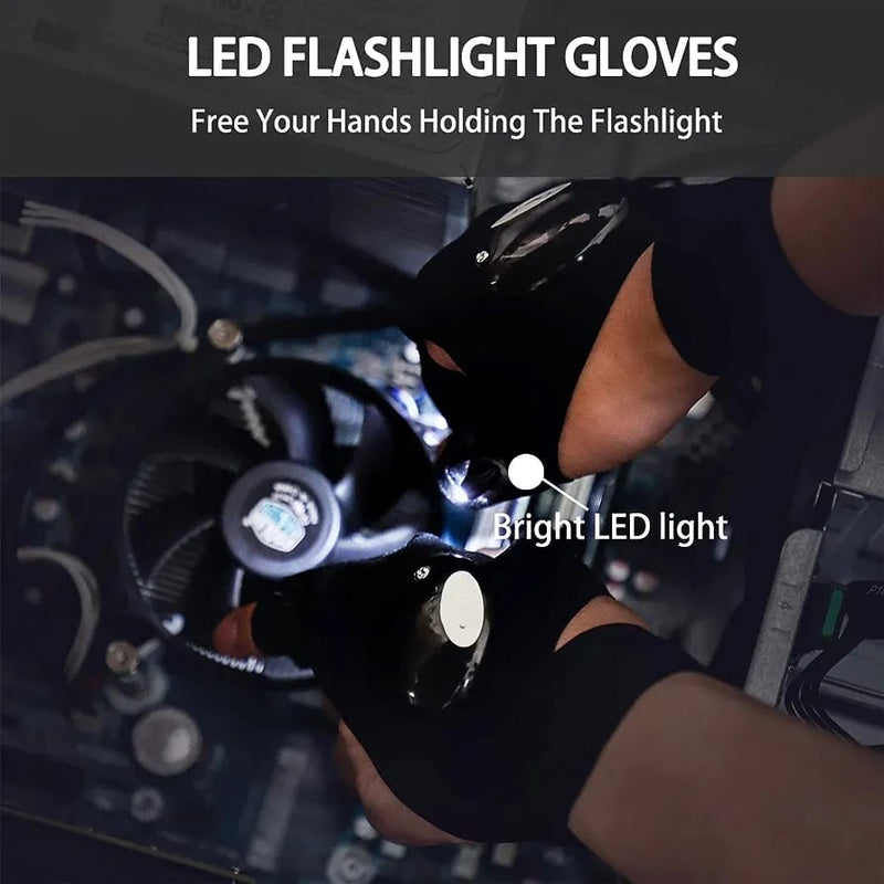 1 PC LED Flashlight Gloves Gifts for Men, Christmas Gifts Birthday Gifts for Husband/Boyfriend, Fit for Car Repairing, Night Fishing, Running, Camping, Hiking