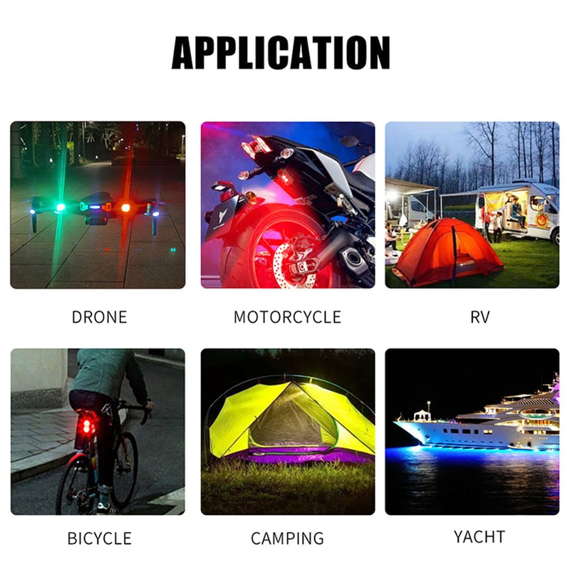  2023 LED Anti-collision Lights, LED Strobe Lights Upgrade 7  Colors, Led Aircraft Strobe Lights & USB Charging Riding, Flying Night  Signal Emergency Light for Car,Motorcycle,Bike,Drone, RC Boat (2) :  Automotive