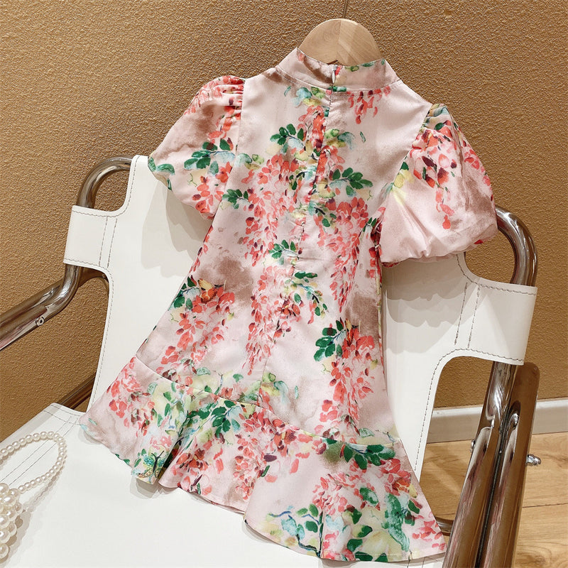 Short sleeve dress for kids baby girll chinese style dress 4-5Y X4856058 - Tuzzut.com Qatar Online Shopping