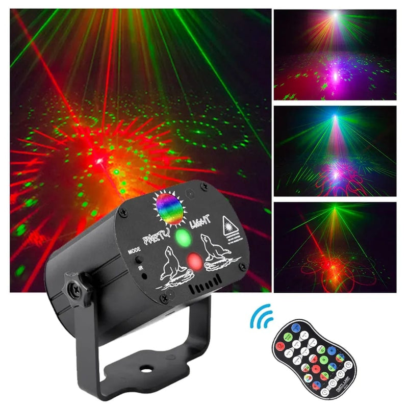 60 Patterns RGB Stage Lights Voice Control Music Led Disco Light Party Show Laser Projector Lights Effect Lamp with Controller X7428067 - Tuzzut.com Qatar Online Shopping