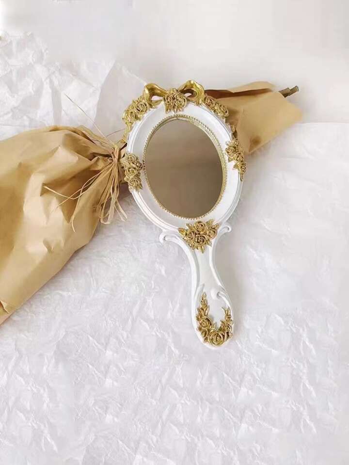 Flower Decor Handle Mirror S3248629 - Tuzzut.com Qatar Online Shopping