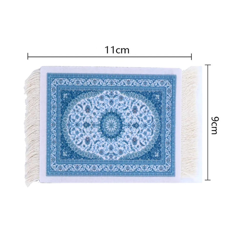 Persian Mini Woven Rug Mat Mousepad Retro Style Carpet Pattern Cup laptop PC Mouse Pad with Fring Home Office Table Decor Craft S4780621