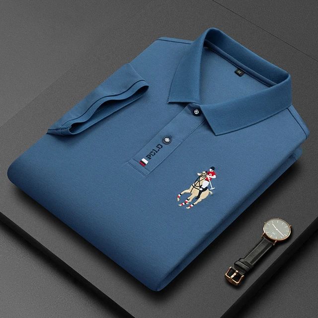 Summer Breathable Jacket Luxury Men's Cotton Embroidered Business Short Sleeve POLO Shirt Solid Color Lapel Men Casual FT8890
