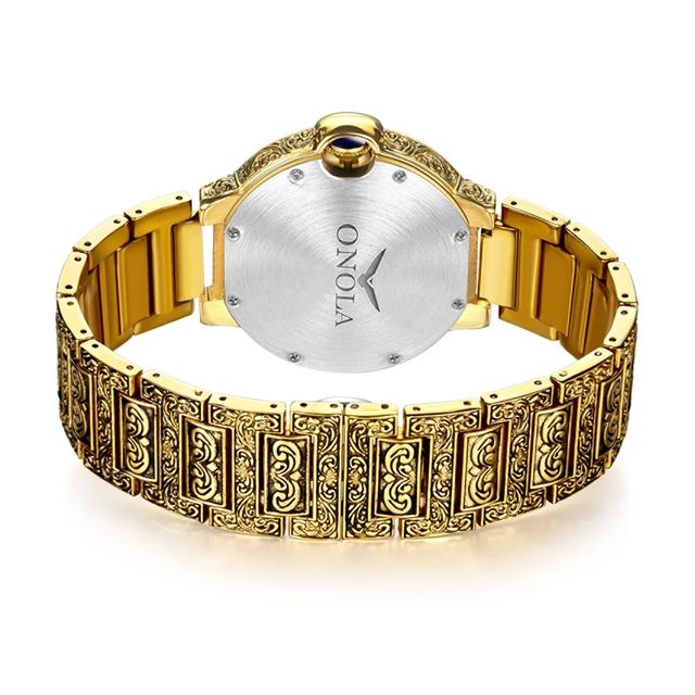 ONOLA Retro Golden Men Watch Top Brand Luxury Alloy Steel Business Quartz Wrist Watches Mens Clock Relogio Masculino S3349266