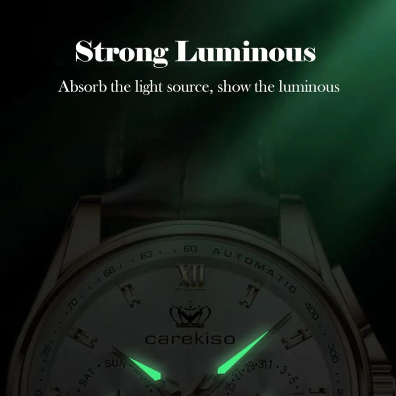 New Mens Watches CAREKISO Top Brand Leather Waterproof Luminous Sport Date Quartz Watch For Men Relogio Masculino W1919210 - Tuzzut.com Qatar Online Shopping