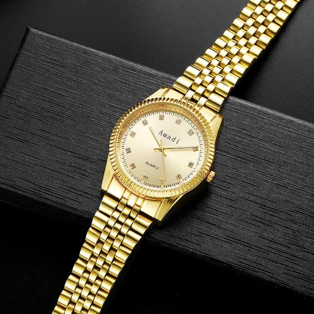 Men Rhinestone Decor Quartz Watch With Braclet S4823775 - Tuzzut.com Qatar Online Shopping