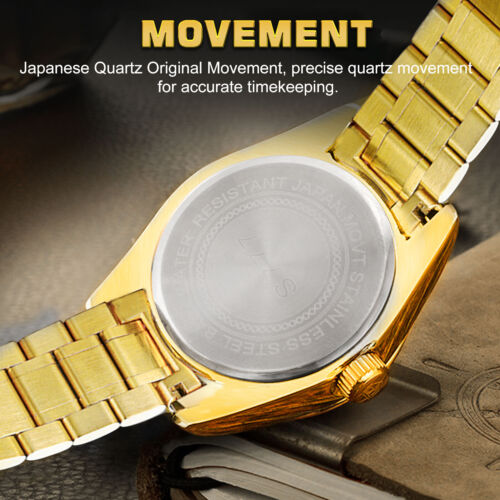 FNGEEN Gold Men's Watch Classic Stainless Steel Quartz Analog Business Gift S4527470 - Tuzzut.com Qatar Online Shopping