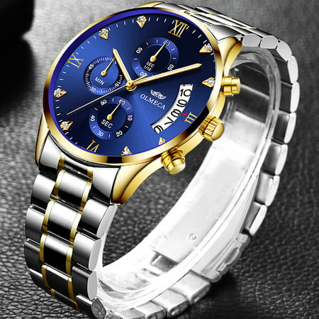 Olmeca 0878M Men Quartz Watch Stainless Steel Band Fashion Multifunction Wristwatch 3Atm Luminous Display Chronograph Calendar Date Watches W453918 - Tuzzut.com Qatar Online Shopping