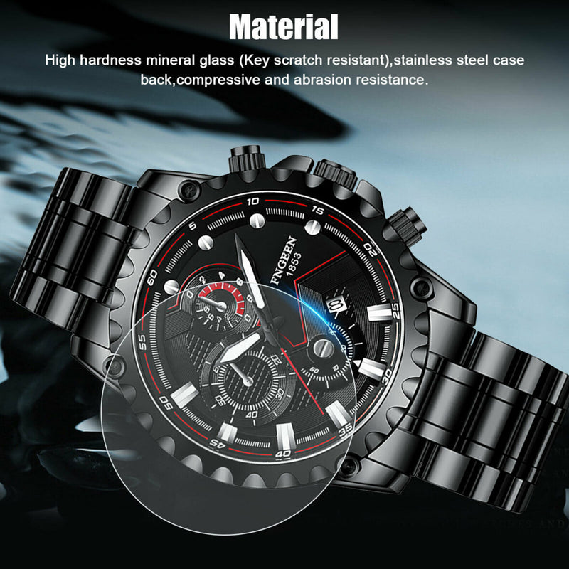 FNGEEN Men’s Watch Classic Stainless Steel Quartz Luminous Luxury Wristwatch S4653038 - Tuzzut.com Qatar Online Shopping