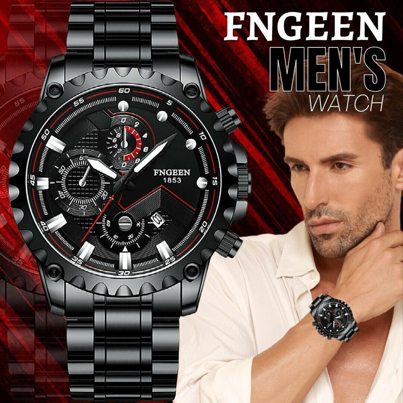 FNGEEN Men’s Watch Classic Stainless Steel Quartz Luminous Luxury Wristwatch S4653038