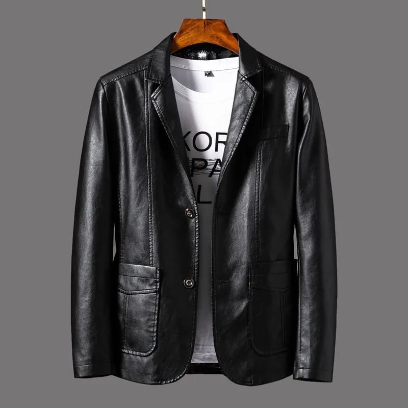 Autumn and winter leather men's trend handsome slim fashion Blazer business coat leisure motorcycle leather Blazer S4705030 Autumn and winter leather men's trend handsome slim fashion Blazer business coat leisure motorcycle leather Blazer S4705030