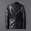 Autumn and winter leather men's trend handsome slim fashion Blazer business coat leisure motorcycle leather Blazer S4705030 - Tuzzut.com Qatar Online Shopping