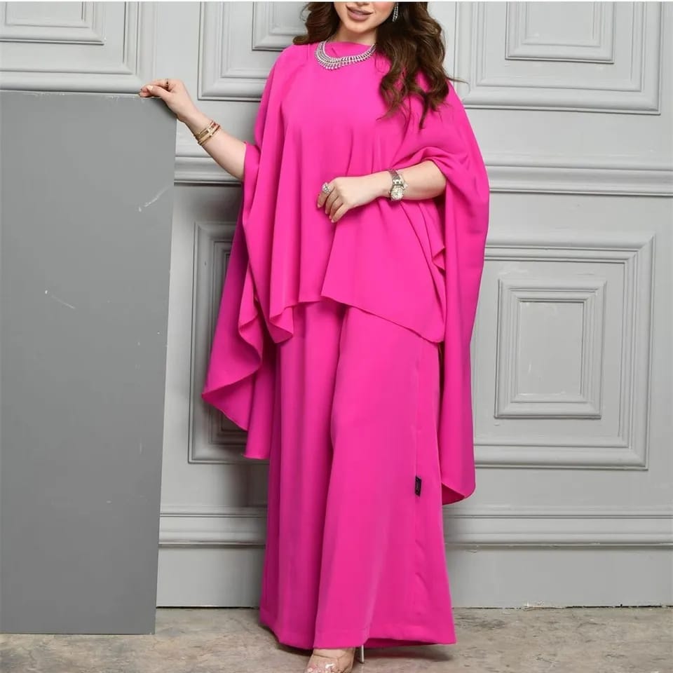 Long O-Neck Rose Red Muslim Pantsuit Evening Dresses Crepe Jumpsuit Floor Length Robes de Soirée for Women M S4896209 Long O-Neck Rose Red Muslim Pantsuit Evening Dresses Crepe Jumpsuit Floor Length Robes de Soirée for Women M S4896209