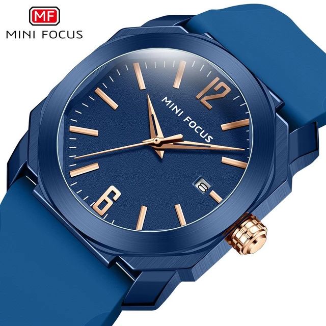 MINI FOCUS Mens Watches Fashion Luxury Brand Square Dial Waterproof Quartz Calendar Wristwatch Soft Silicone Strap Clock Male X3784822 - Tuzzut.com Qatar Online Shopping