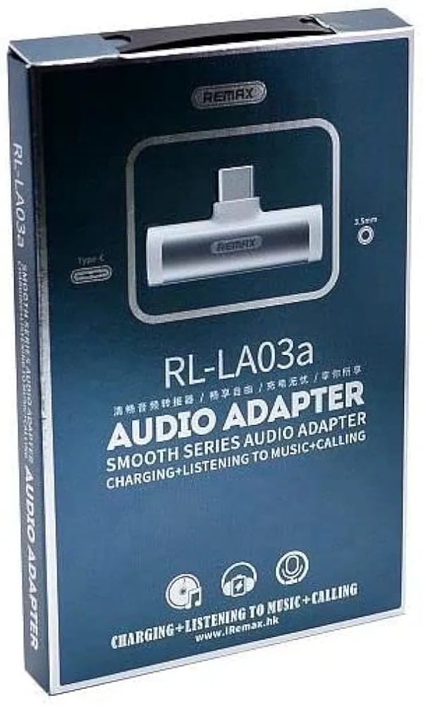 Remax Smooth Series Type-C Audio Adapter Black - RL-LA03a - Tuzzut.com Qatar Online Shopping