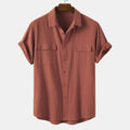 Medussa ChArmkpR Men 100% Cotton Solid Color Double Pocket Casual Shirt S3086958 - Tuzzut.com Qatar Online Shopping