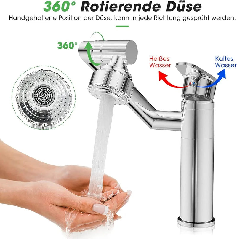 360° Rotatable Bathroom Tap, Sink Tap with Rotating Shower - Tuzzut.com Qatar Online Shopping