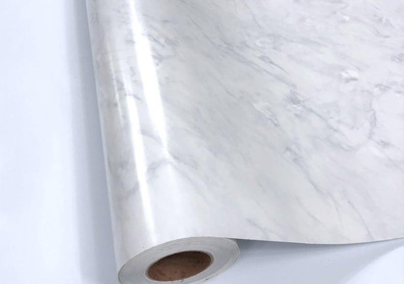 Marble Floor Peel and Stick | PVC Waterproof Self-Adhesive Vinyl Flooring Sticker | Wall Backsplash Tiles for Bathroom Bedroom Kitchen Living Room Home 45cm x 10m - Tuzzut.com Qatar Online Sh