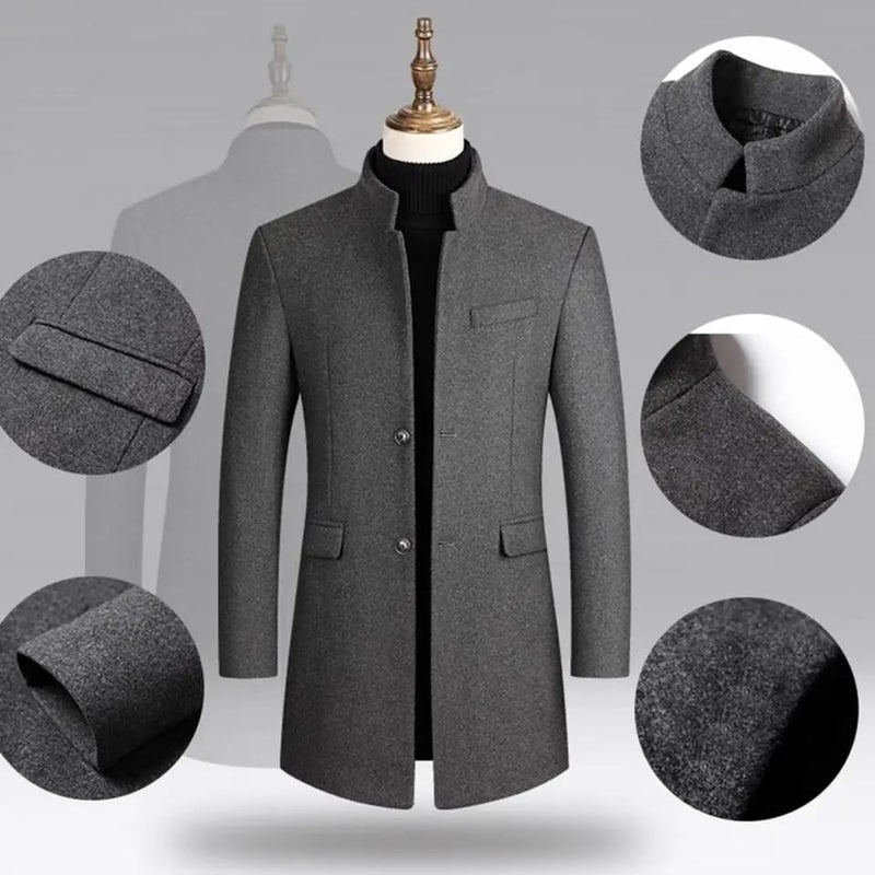 Men's Winter Mid-Long Trench Classic Solid Thickening coat - S4025989 - Tuzzut.com Qatar Online Shopping