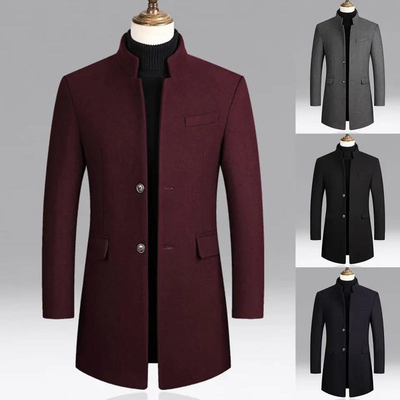 Men's Winter Mid-Long Trench Classic Solid Thickening coat - S4025989 - Tuzzut.com Qatar Online Shopping