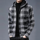 Men Jacket Plaid Pattern Breathable Polyester Sweater Hoodie for Winter - S4025875 - Tuzzut.com Qatar Online Shopping