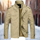 Winter Mens Bomber Jacket Male Casual Solid Slim Fit Business Jacket Men Fleece Thick Warm Windbreaker Jackets - S3096207 - Tuzzut.com Qatar Online Shopping