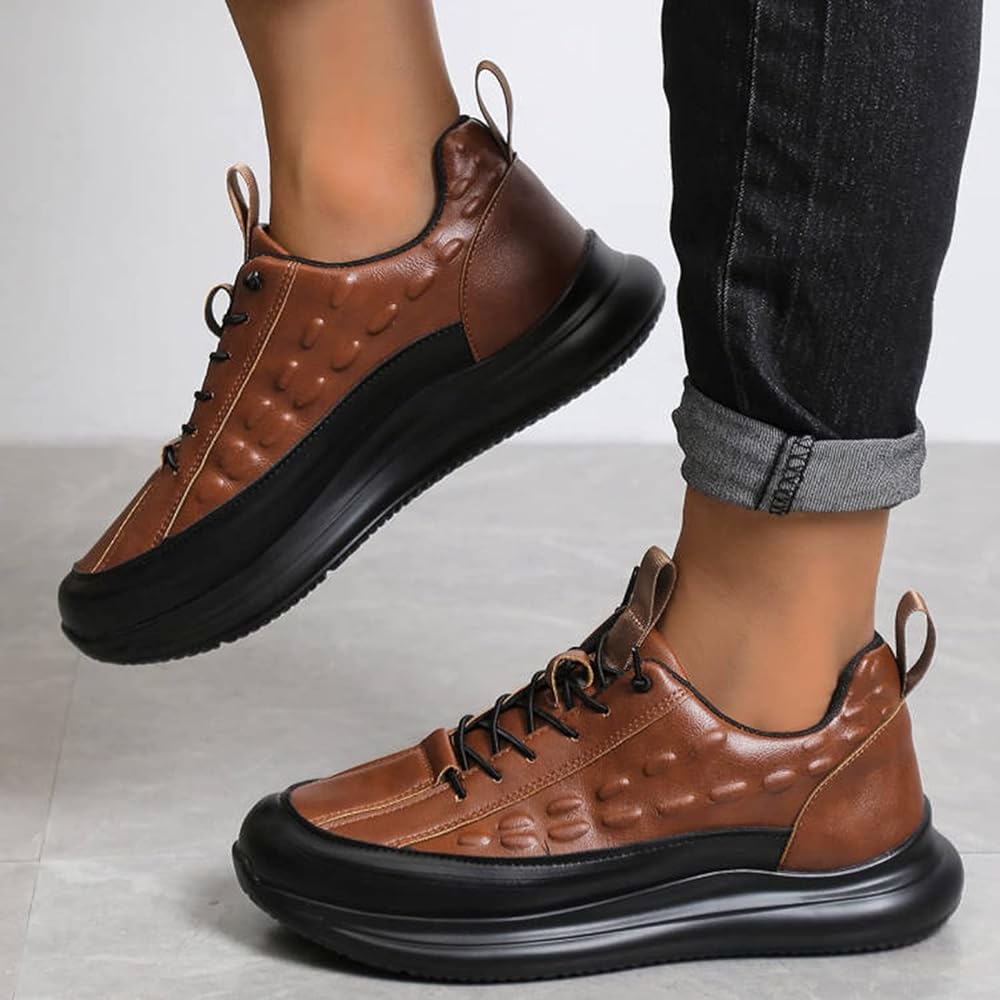 Men's Lace Up Non Slip Leather Outdoor Fashion Sneaker CLR-09 Men's Lace Up Non Slip Leather Outdoor Fashion Sneaker CLR-09