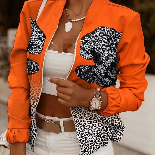Fashion Women Zipper Bomber Jacket Casual Coat Plus Size M 028130579 - Tuzzut.com Qatar Online Shopping
