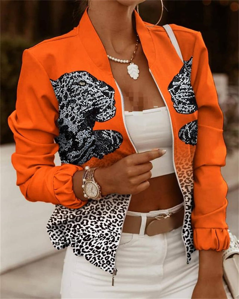 Fashion Women Zipper Bomber Jacket Casual Coat Plus Size M 028130579 - Tuzzut.com Qatar Online Shopping