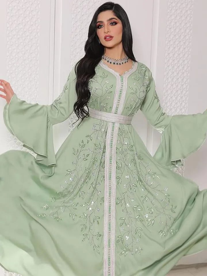 Muslim Abaya Ramadan Eid Women Elegant Diamond Wedding Evening Dress L S4833418 - Tuzzut.com Qatar Online Shopping