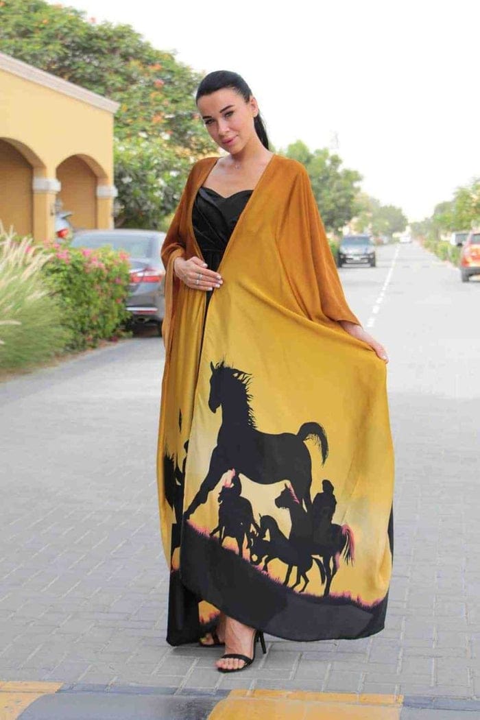 Yellow Horse Print Hcc Open Over Coat l 070725357 Yellow Horse Print Hcc Open Over Coat l 070725357