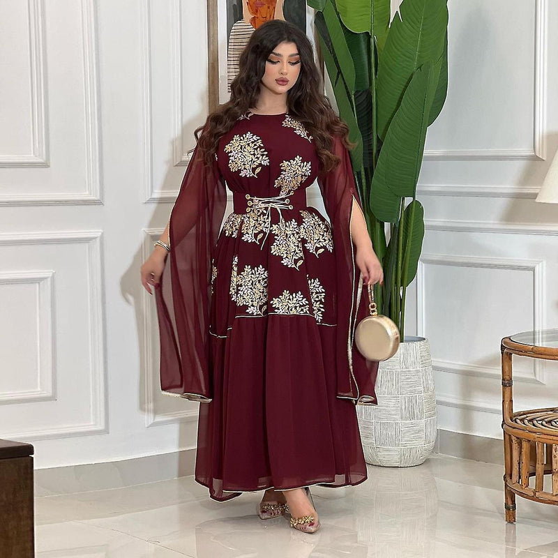 Luxury Middle East Arab Mesh Large Sleeve Embroidery Dubai Abaya L 4831466 - Tuzzut.com Qatar Online Shopping