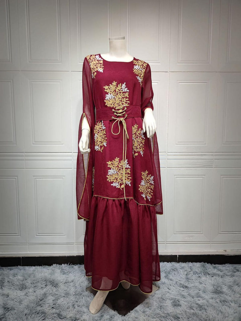 Luxury Middle East Arab Mesh Large Sleeve Embroidery Dubai Abaya L 4831466 - Tuzzut.com Qatar Online Shopping