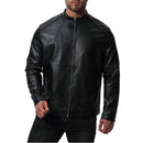 Mens Classic Stand Collar Zipper Motorcycle Leather Jacket M S1201509 - Tuzzut.com Qatar Online Shopping