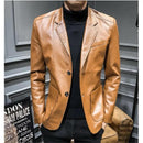 Men Leather Suits Jackets Blazers Coats New Fashion Male Slim Fit PU Overcoats L S4053121 - Tuzzut.com Qatar Online Shopping