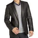 Men's Casual Genuine Leather Suit, Slim Fit, Uncoated Water Dyed, Vegetable Tanned Sheepskin, Coat, Outerwear, Japan Fashion - S4063144 - Tuzzut.com Qatar Online Shopping
