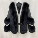 New Fashion Women's Riveting Patchwork Faux Fur Coat Thick Warm Fox Fur Jacket Artificial Fur Overcoat Outwear L B-40346 - Tuzzut.com Qatar Online Shopping