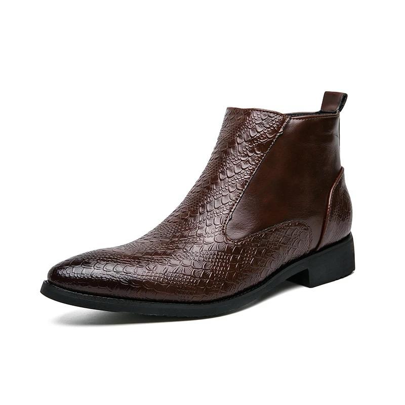 Winter Boots Luxury Brand Chelsea Boots Men's Side Zip trend Boots Ankle Boots 41 - Tuzzut.com Qatar Online Shopping