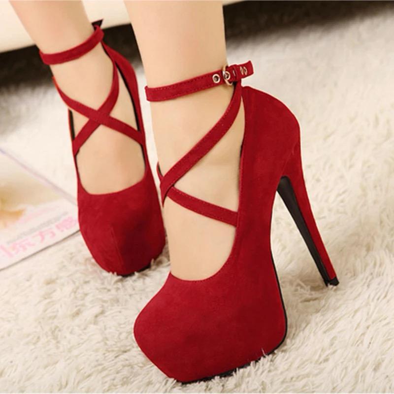 Shoes Woman Pumps Cross-tied Ankle Strap Wedding Party Shoes 41 - Tuzzut.com Qatar Online Shopping