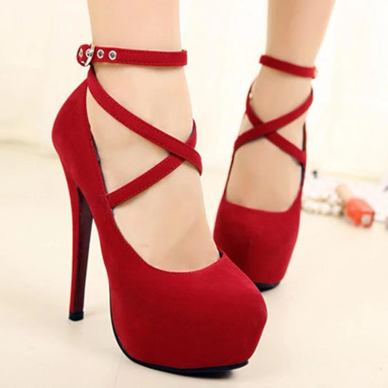 Shoes Woman Pumps Cross-tied Ankle Strap Wedding Party Shoes 41 - Tuzzut.com Qatar Online Shopping