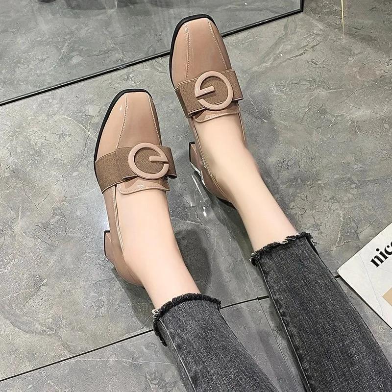 High-heeled Single Shoes Women's New Autumn Fashion Soft Leather Loafers 39