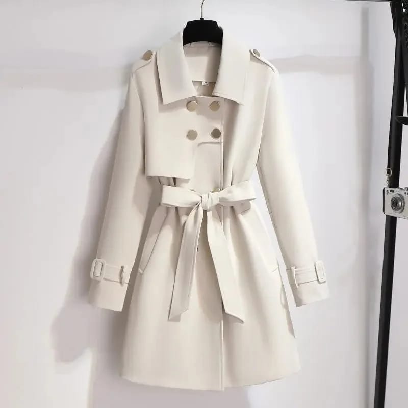 New Spring Autumn Women's Long Trench Coat Windbreaker Female Double-breasted With Belt B-28388