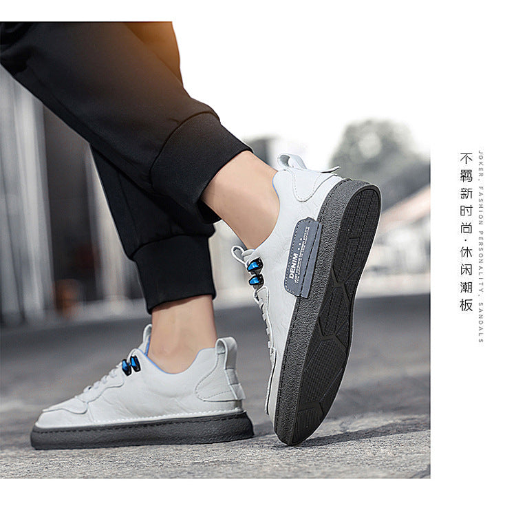 Spring Men Leather Shoes Breathable Zapatillas Flat Male Shoes 43 - Tuzzut.com Qatar Online Shopping