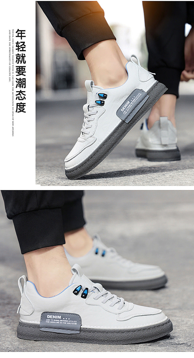 Spring Men Leather Shoes Breathable Zapatillas Flat Male Shoes 43 - Tuzzut.com Qatar Online Shopping