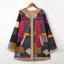 Women Parka Plus Size Coat Hooded Warm Soft Fluffy Faux Fur Lined Vintage Print Autumn Winter Jacket Overcoat B-40831 - Tuzzut.com Qatar Online Shopping