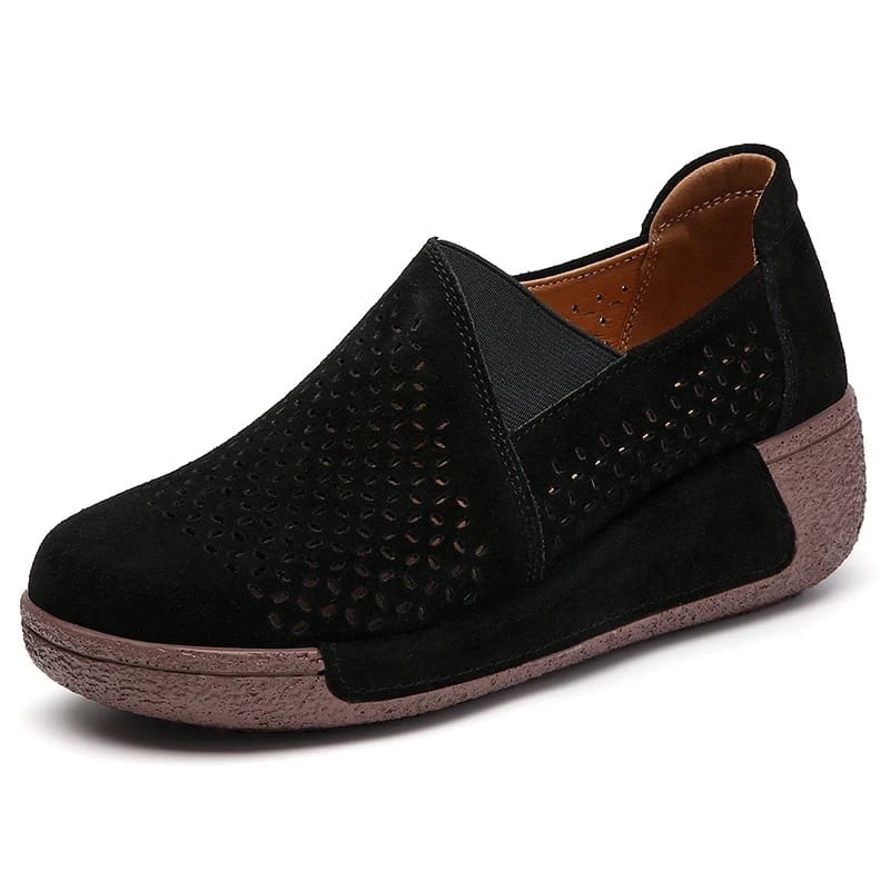 Cow Suede Leather Ladies Loafers Autumn Women's Shoes Platform Flats Sneakers 36 - Tuzzut.com Qatar Online Shopping