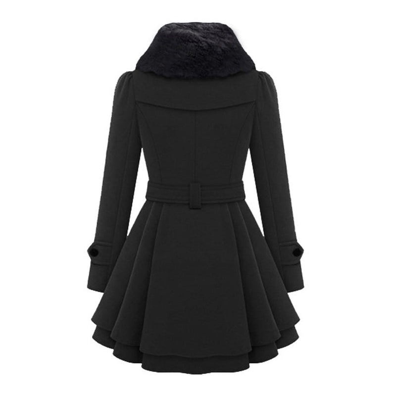 Women Coats Vintage Double Breasted Belt Slim Jackets Autumn Winter Korean Coat B-331125 - Tuzzut.com Qatar Online Shopping