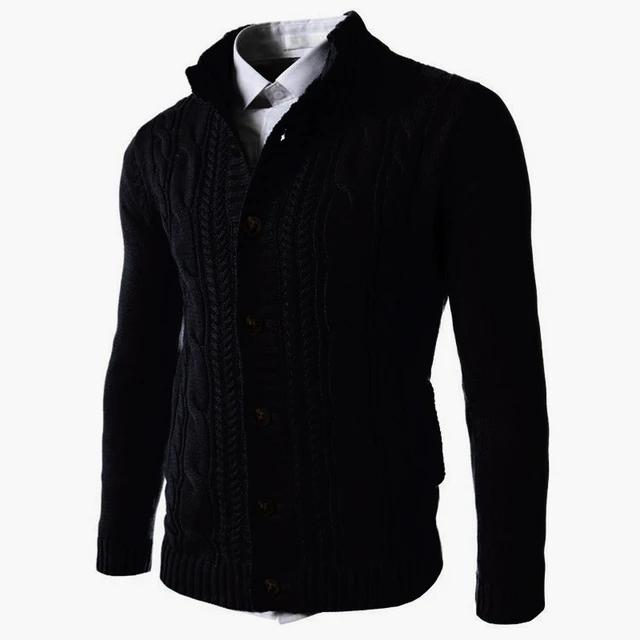 Men's Sweater Slim Fit Cardigan Knitted Single Breasted Button Winter Stand Collar Cardigan S4450721 Men's Sweater Slim Fit Cardigan Knitted Single Breasted Button Winter Stand Collar Cardigan S4450721